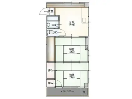 日置マンション(2DK/2階)の間取り写真