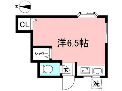 アカシI(ワンルーム/2階)の間取り写真