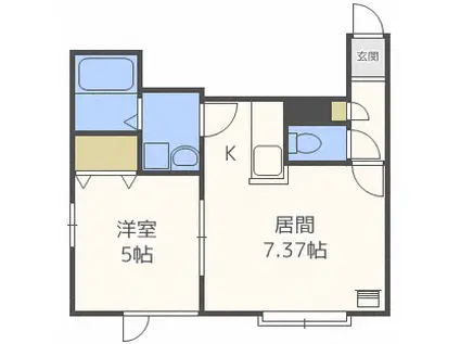 アルカディア壱番館(1LDK/2階)の間取り写真