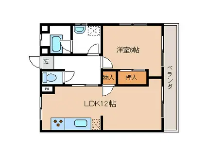 向日ハイツ(1LDK/1階)の間取り写真