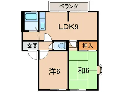 カーサポポ(2LDK/2階)の間取り写真
