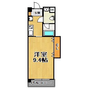 W.O.B 塚本(1K/3階)の間取り写真