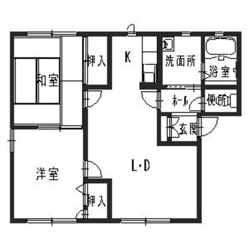 ロンドヴィル B棟(2LDK/1階)の間取り写真