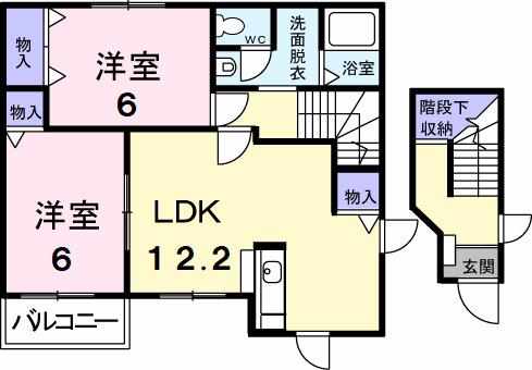 ヴィア・ラッテアA棟(2LDK/2階)の間取り写真