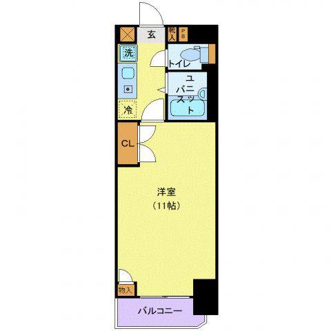 ベルビュー支倉(1K/3階)の間取り写真