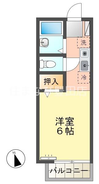 プレジール朝日(ワンルーム/1階)の間取り写真