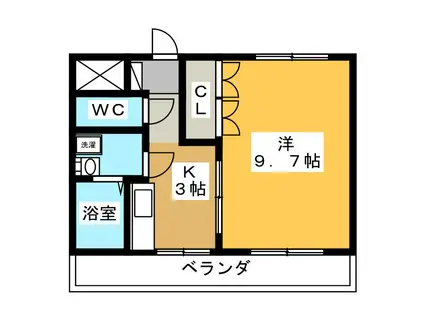 グリーンヒルズ(1K/2階)の間取り写真