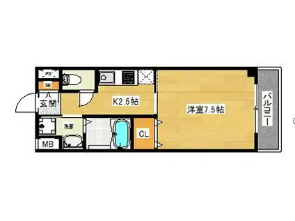 イルマーレ(1K/3階)の間取り写真