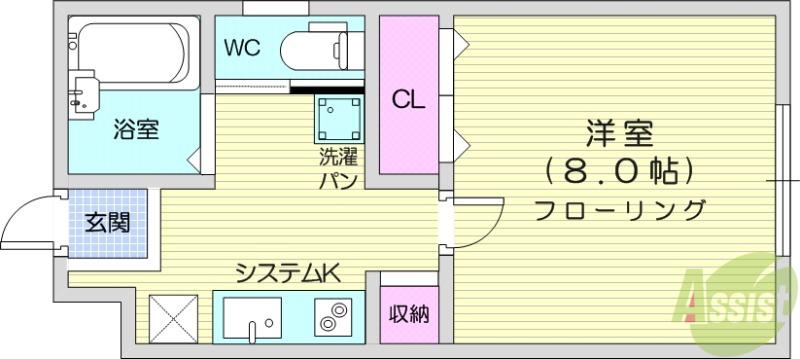 コーポけやき(1K/1階)の間取り写真