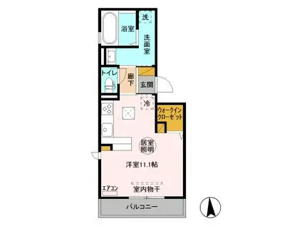 WILLキシモトII(ワンルーム/1階)の間取り写真