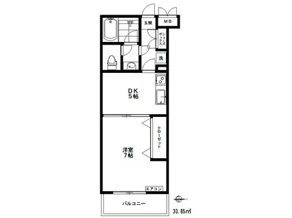 石井コーポラス(1DK/1階)の間取り写真