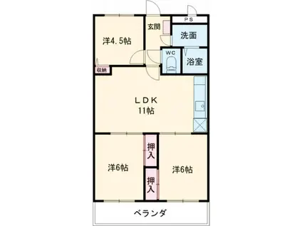 三向ハイツNO.5(3LDK/3階)の間取り写真