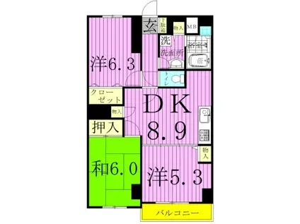 パインツリーコート(3DK/4階)の間取り写真