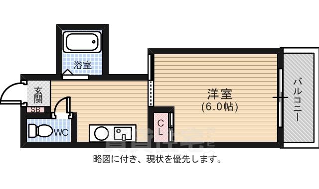 ヴィラ千田(1K/3階)の間取り写真