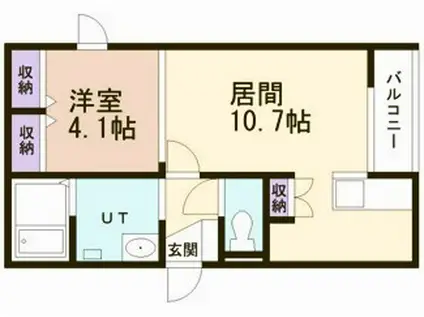 BELLE DEMEURE高砂(1LDK/3階)の間取り写真