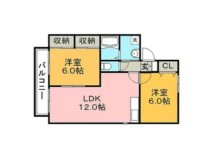 セジュール津福(2LDK/1階)の間取り写真