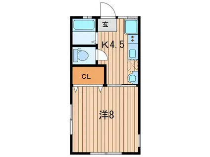 本町アパートB(1K/1階)の間取り写真