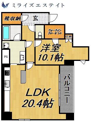 BLANCASA久屋大通(1LDK/13階)の間取り写真