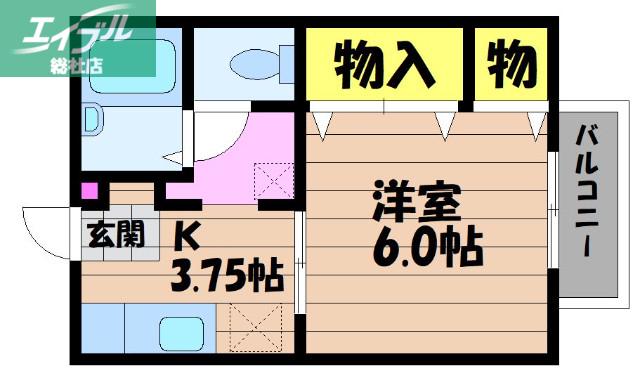 プチプラージュ(1K/1階)の間取り写真