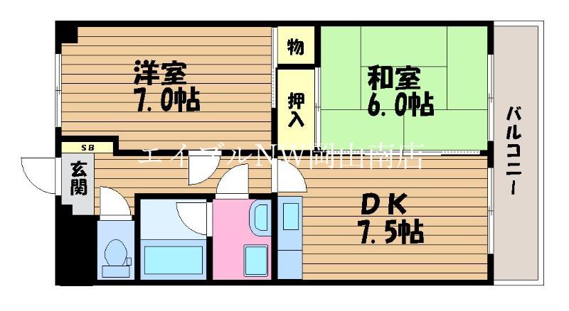 アリアE(2DK/1階)の間取り写真