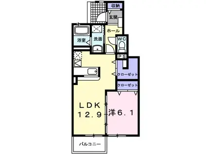 モダンK・I(1LDK/1階)の間取り写真