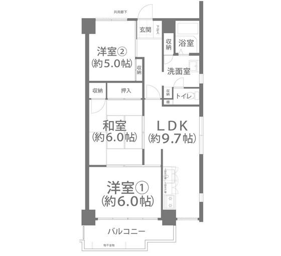 メゾンド岡文館(3LDK/7階)の間取り写真