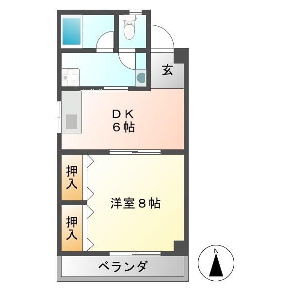 コーポM(1DK/4階)の間取り写真