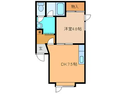 MAXI(1DK/2階)の間取り写真