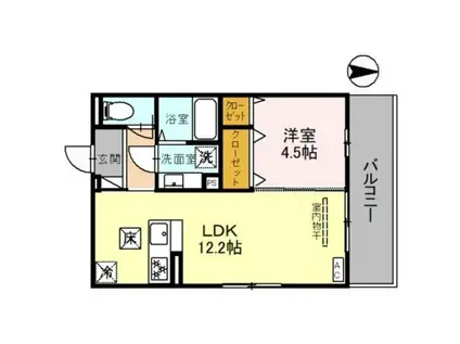 VOGUE京都桂(1LDK/1階)の間取り写真