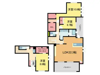 メゾン御影郡家之杜(3LDK/1階)の間取り写真