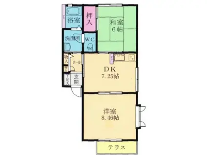 ファミーユ江戸屋敷(2DK/1階)の間取り写真