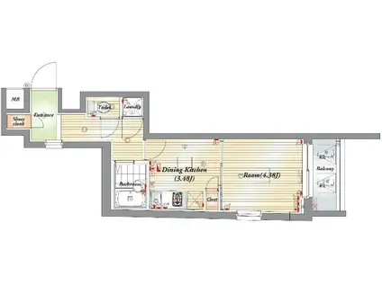 ビバリーホームズ早稲田(1DK/3階)の間取り写真