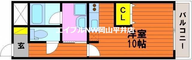 コートシオン(ワンルーム/2階)の間取り写真