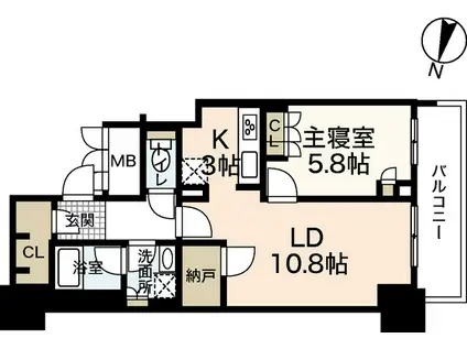 グランクロスタワー広島 アイコート(1LDK/12階)の間取り写真