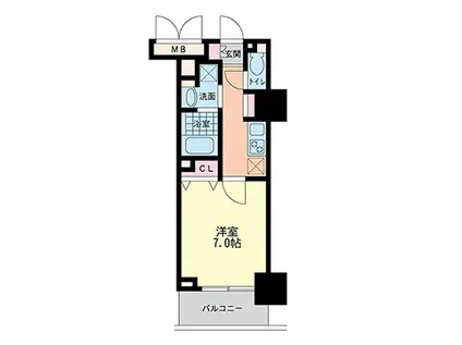 ハビテ靱センターコート(1K/6階)の間取り写真