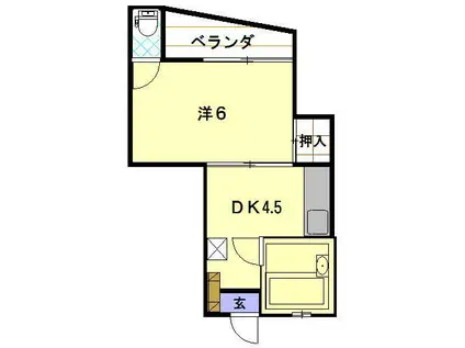 アーバンハイム(1DK/1階)の間取り写真