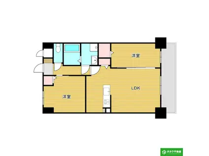 プロスペリタ宗方(2LDK/5階)の間取り写真