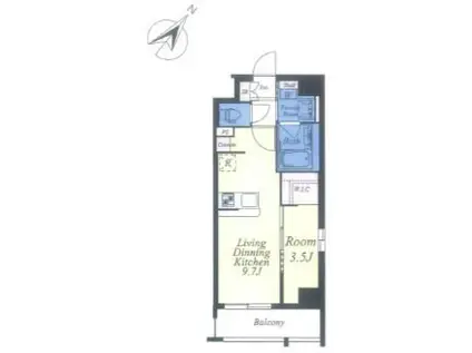 フェロー博多駅南(1LDK/6階)の間取り写真