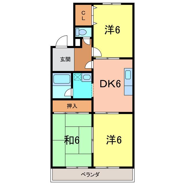 サンバレー本林(3DK/2階)の間取り写真