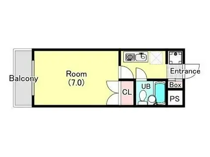 フラットウエストⅠ(1K/1階)の間取り写真