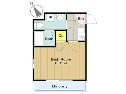 ブルゴーニュ(1K/2階)の間取り写真