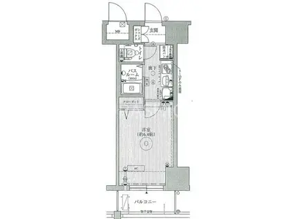 エステムコート博多祇園ツインタワー1(1K/10階)の間取り写真