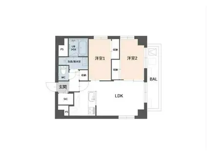 SIDEPLACE JUJO(2LDK/7階)の間取り写真