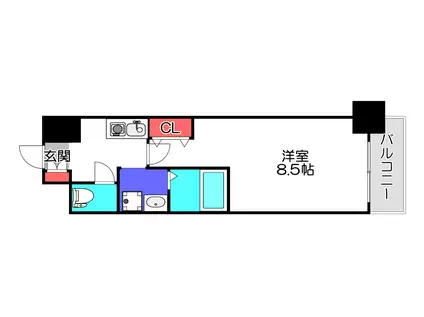 SWISS難波西(1K/5階)の間取り写真