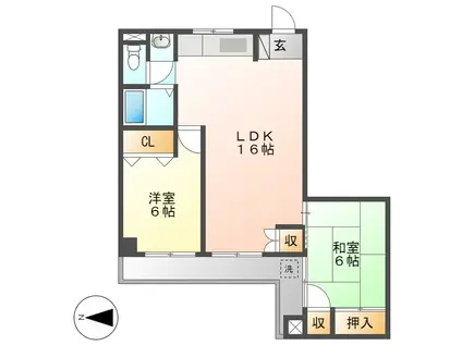 LOE 港北(2LDK/2階)の間取り写真