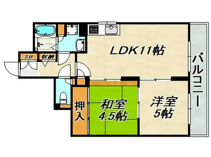 サンコート須磨(2LDK/4階)の間取り写真