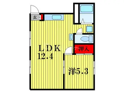 南柏パインヒル(1LDK/1階)の間取り写真