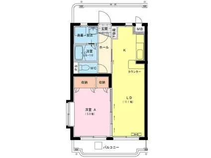 ピュアハイツ杜(1LDK/4階)の間取り写真