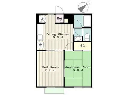 ウイング・テン(2DK/1階)の間取り写真