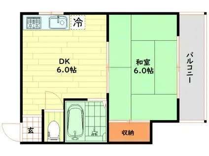EXIT13(1DK/2階)の間取り写真